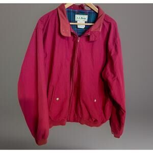 Vintage LL Bean Jacket Mens Tall Large Harrington Bomber Zip Plaid Lined USA 90s